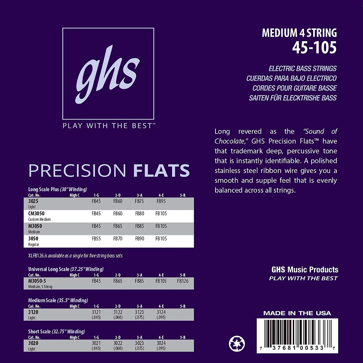GHS Precision Flats Bass Set - Long Scale Plus, Medium - Image 2