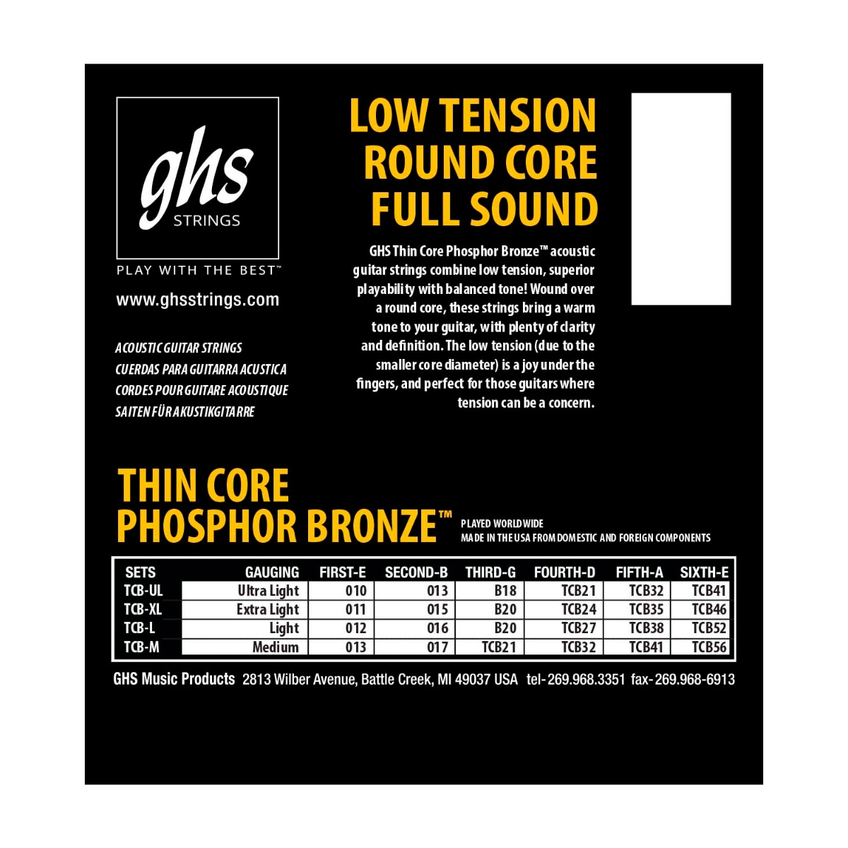 GHS Phosphor Bronze Extra Light 10-46 Acoustic Set - Image 2