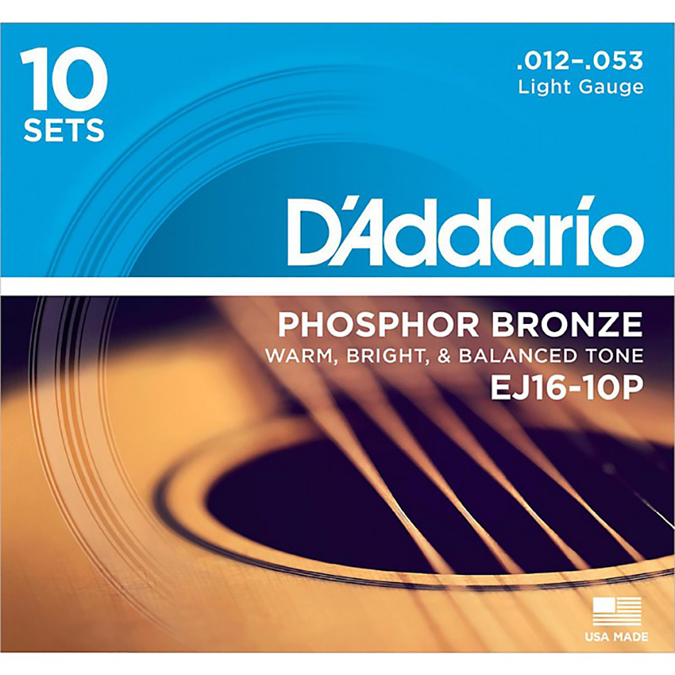 D'Addario EJ16-10P Phosphor Bronze Light 10-Pack