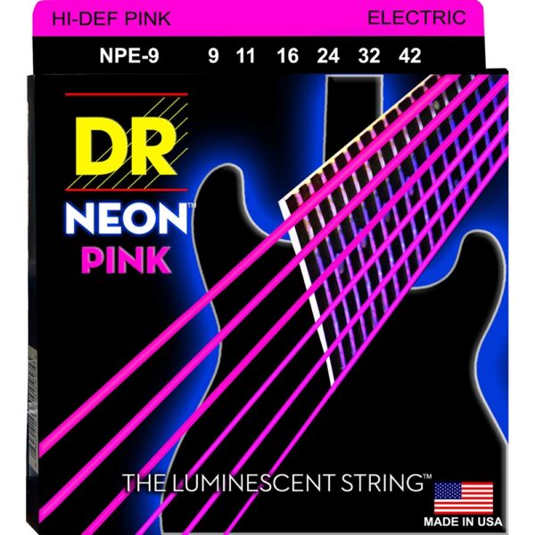 DR Strings Hi-Def NEON Pink Coated Electric (9-42)