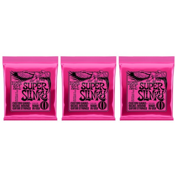 Ernie Ball Super Slinky 9-42 Nickel Strings – 3 Pack