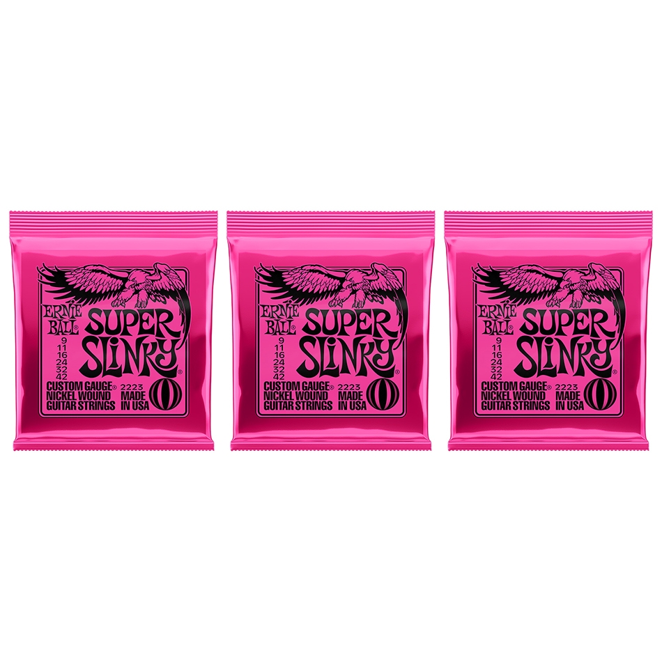 Ernie Ball Super Slinky 9-42 Nickel Strings – 3 Pack