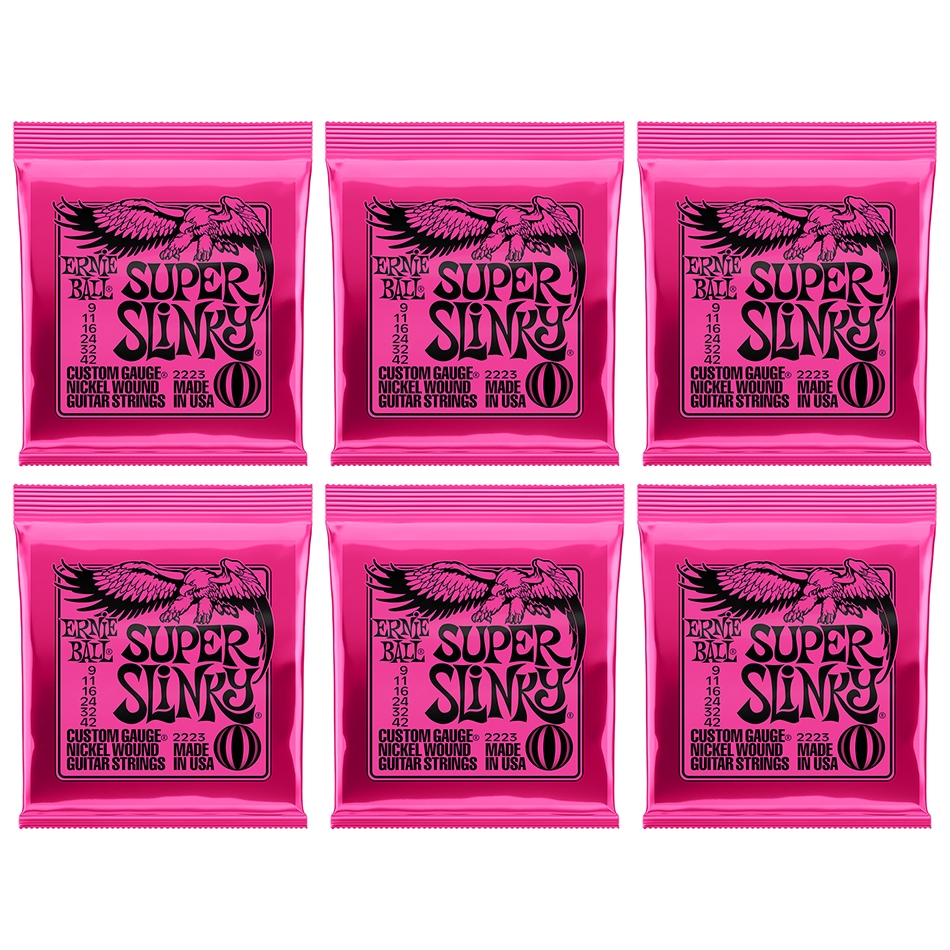 Ernie Ball Super Slinky 2223 Nickel Strings – 6 Pack