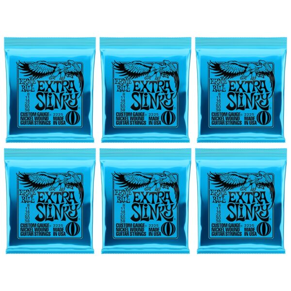 Ernie Ball Extra Slinky Nickel Wound Strings – 6 Pack (2225)