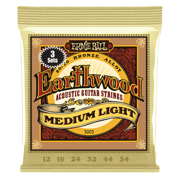 Ernie Ball Earthwood Med-Light 12-54, 3-Pack