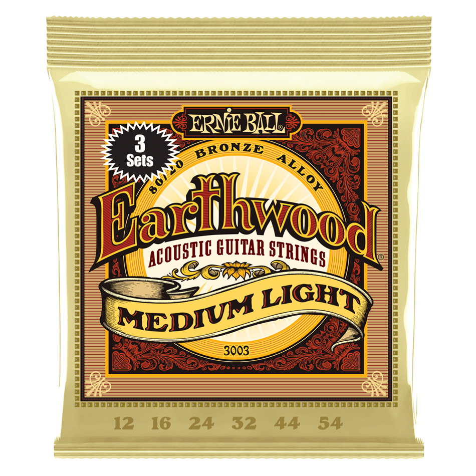 Ernie Ball Earthwood Med-Light 12-54, 3-Pack