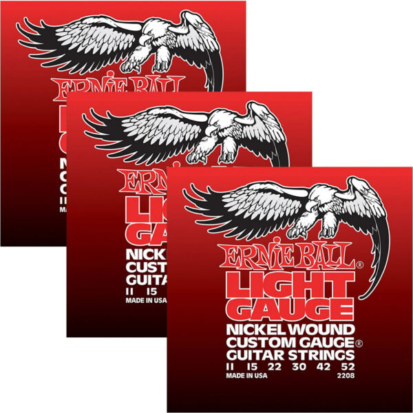 Ernie Ball 2208 Nickel Wound Light Electric Strings – 3-Pack