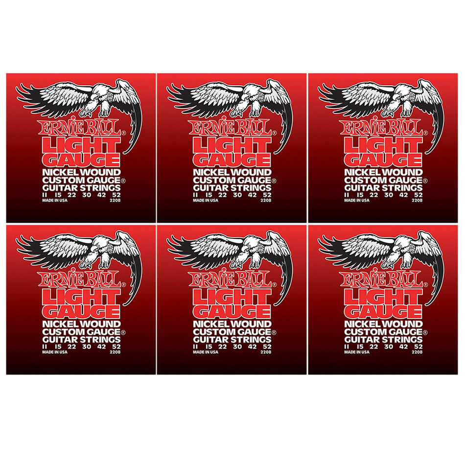 Ernie Ball 2208 Nickel Wound Light Strings – 6-Pack