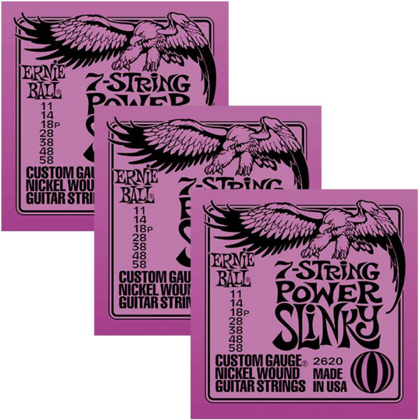 Ernie Ball Power Slinky 7-String Nickel .011-.058 - 3 Pack