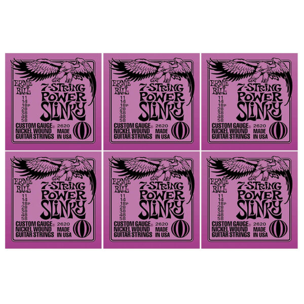 Ernie Ball Power Slinky 7-String 2620 - 6 Pack