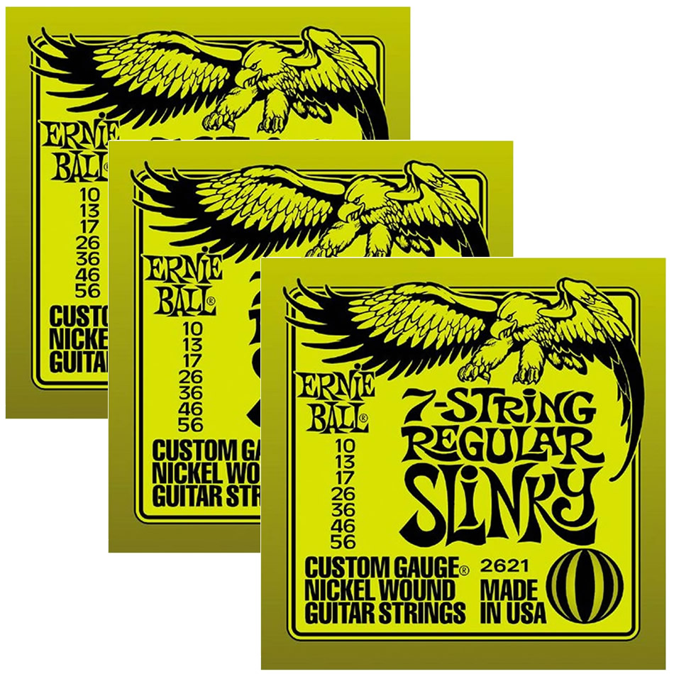 Ernie Ball Regular Slinky 7-String Nickel 2621 - 3 Pack