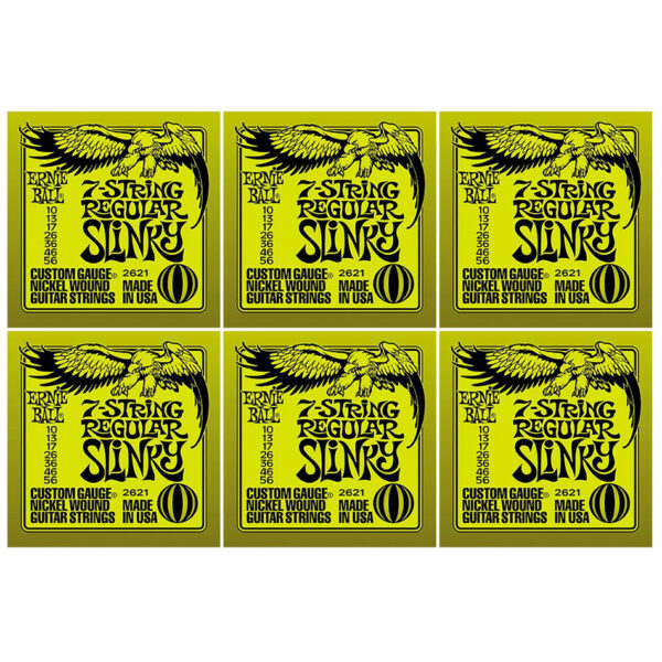 Ernie Ball Regular Slinky 7-String Nickel Wound 2621 – 6 Pack