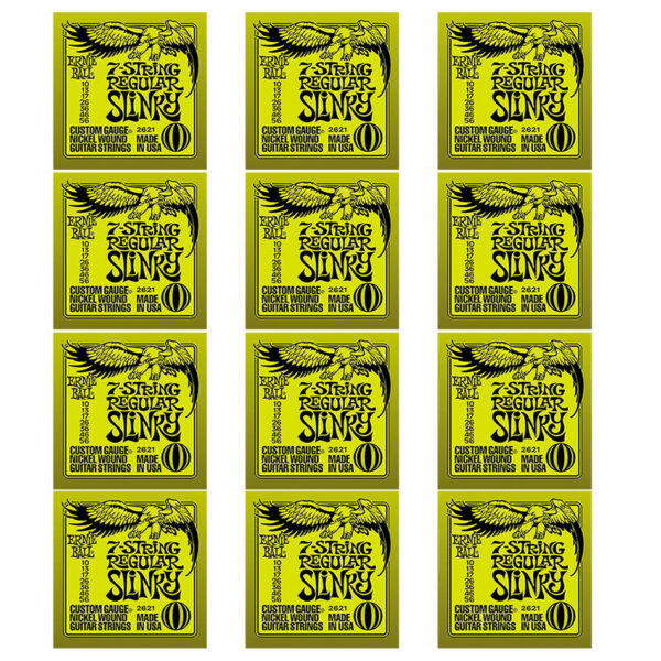 Ernie Ball Regular Slinky 7-String Nickel 2621 – 12-Pack