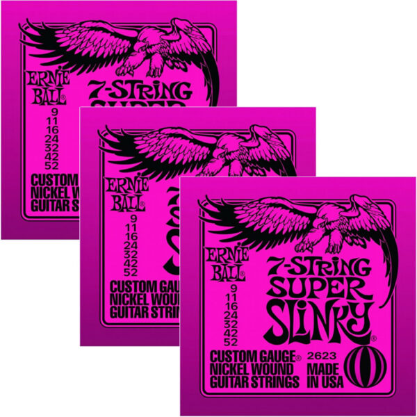 Ernie Ball 2623 Super Slinky 7-String Nickel – 3 Pack