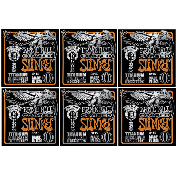 Ernie Ball Coated Titanium RPS Skinny Top/Heavy Bottom Slinky (3115) - 6-Pack